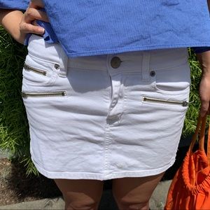AEO white denim mini skirt